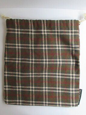 The Glenlivet Scotch Brown Tartan Plaid Drawstring Wool Bag 15"x13"